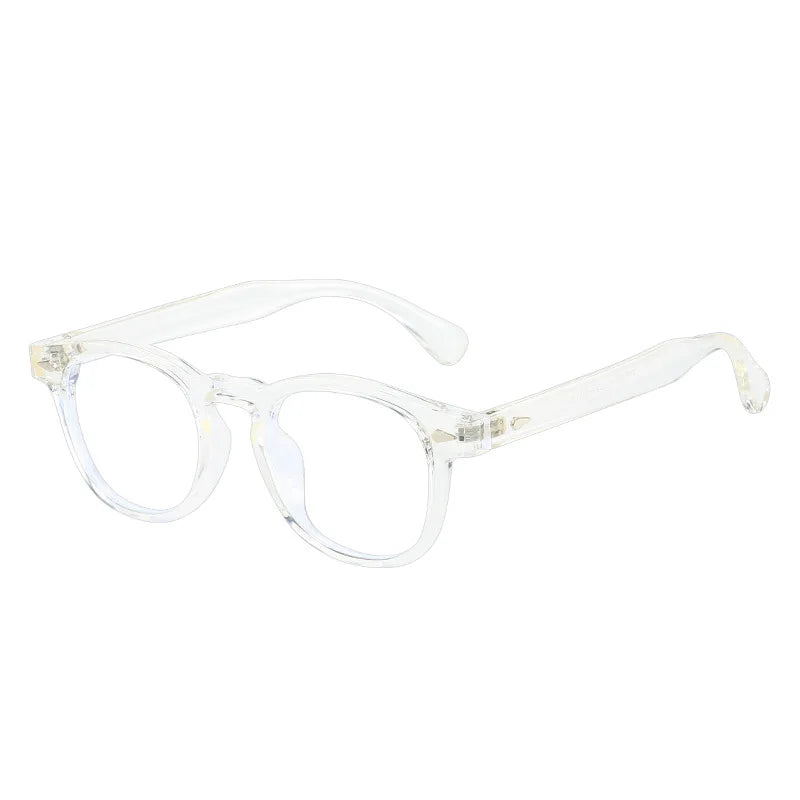 Clear eyeglasses on a white background