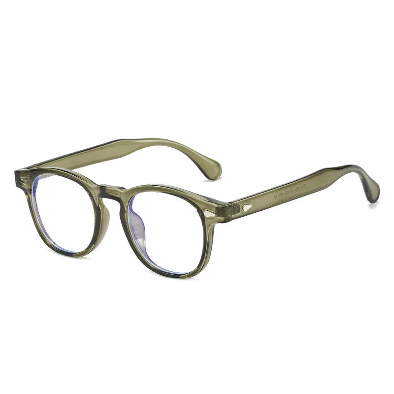 Green eyeglasses on a white background