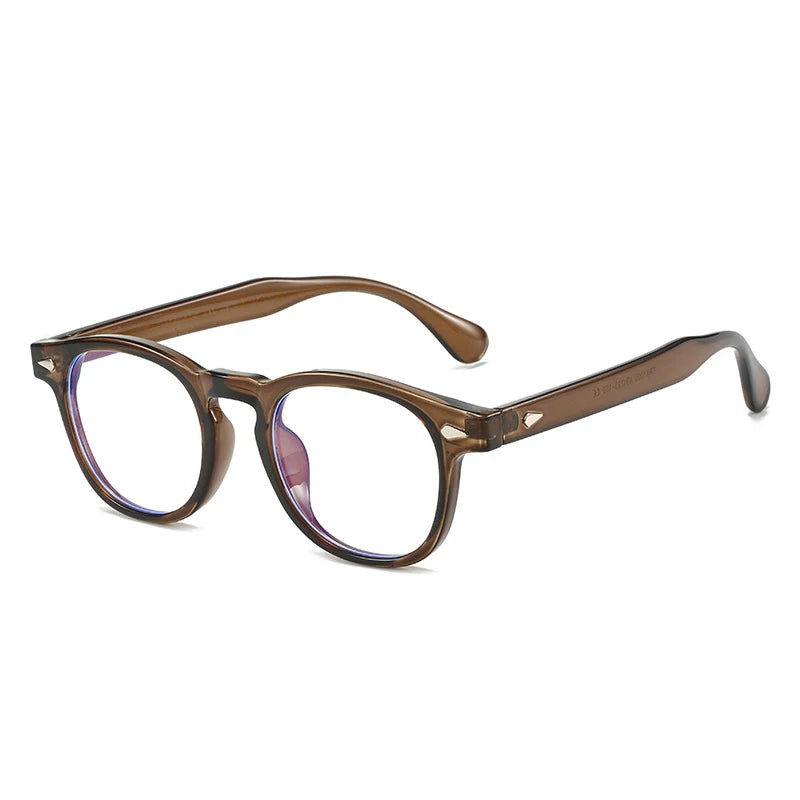 Brown eyeglasses on a white background