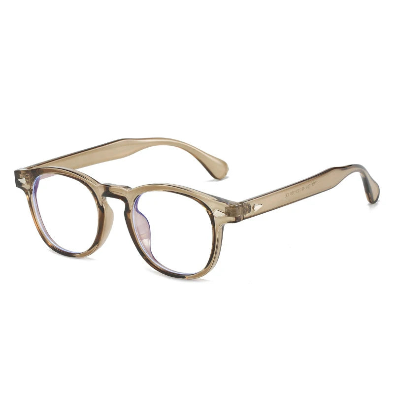 Brown eyeglasses on a white background